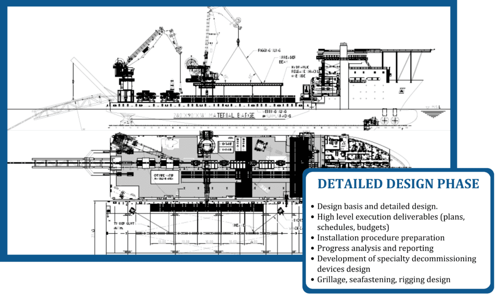 offshore engineering detailed design phase subsea pipeline removal vessel layout and technical drawings