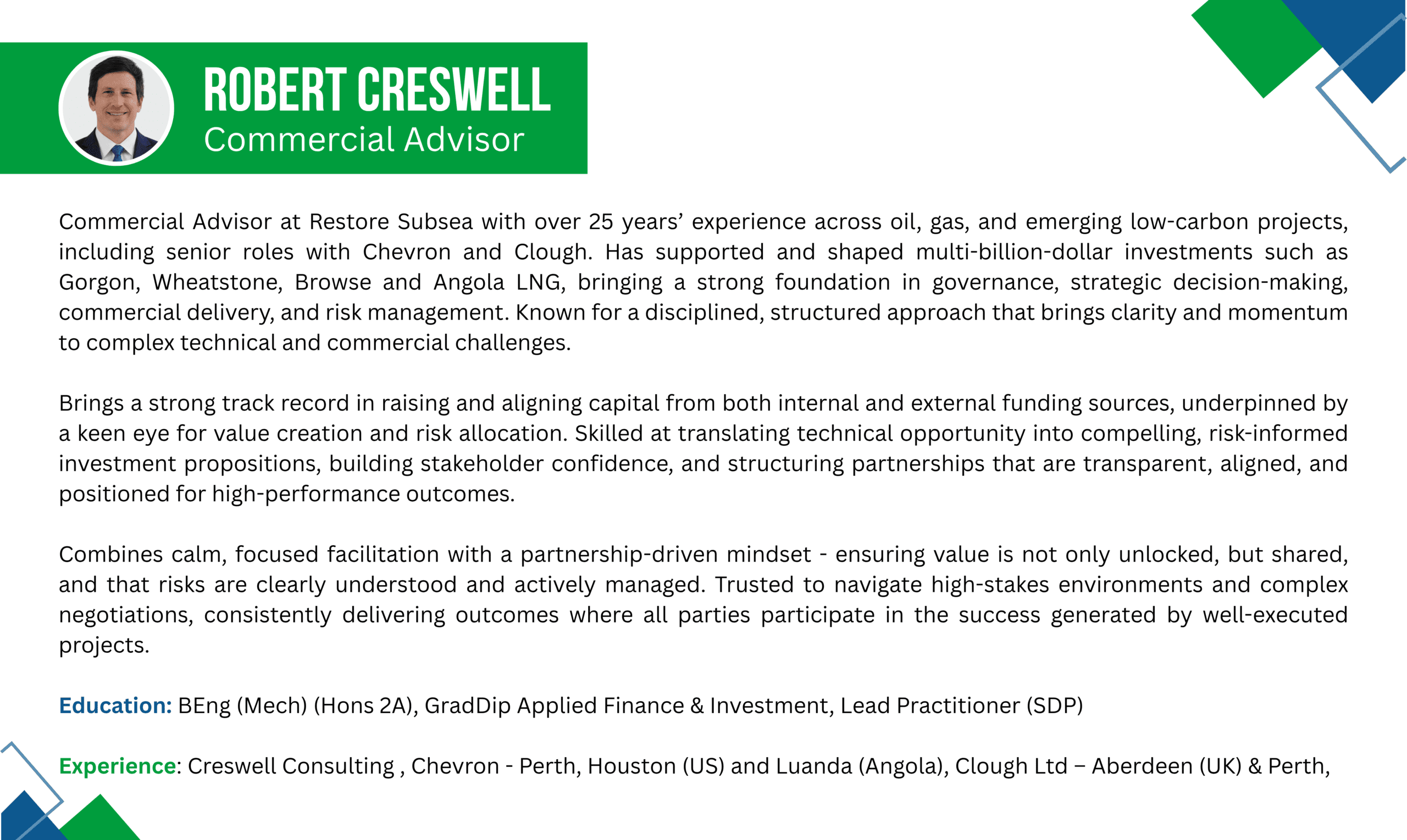 Commercial Advisor for Offshore Energy Projects | Investment, Risk & Strategic Delivery Expert